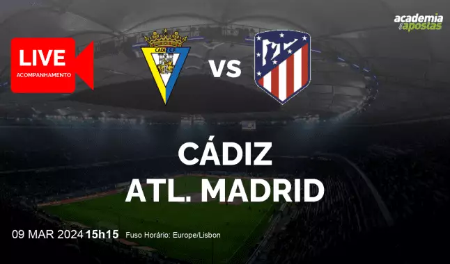 Cádiz Atl. Madrid livestream | Primera División | 09 March 2024